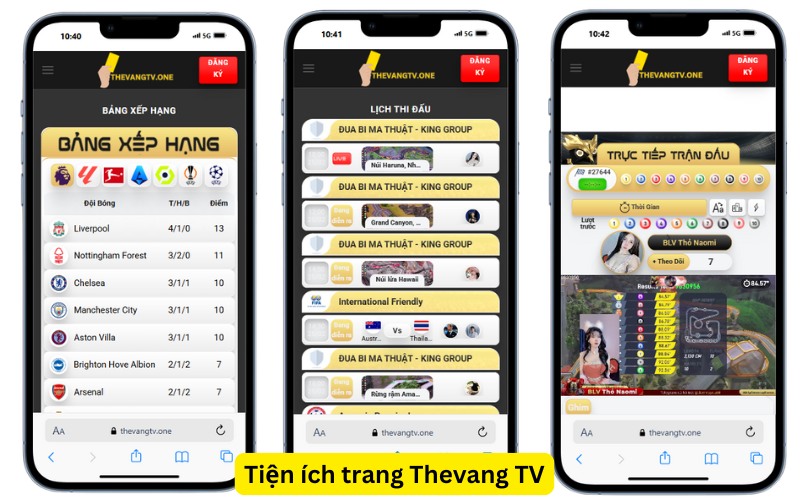 các tiện ích trang Thevang TV